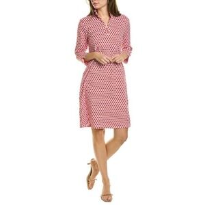 J.McLaughlin Women's Red & White Geometric Print Collared Dress Size M EUC